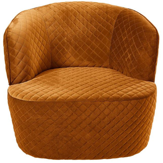 Quilted Velvet Axel Occasional Chair Cognac